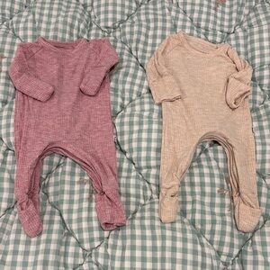 Little sleeps One Piece Set - mauve and heather oatmeal colors